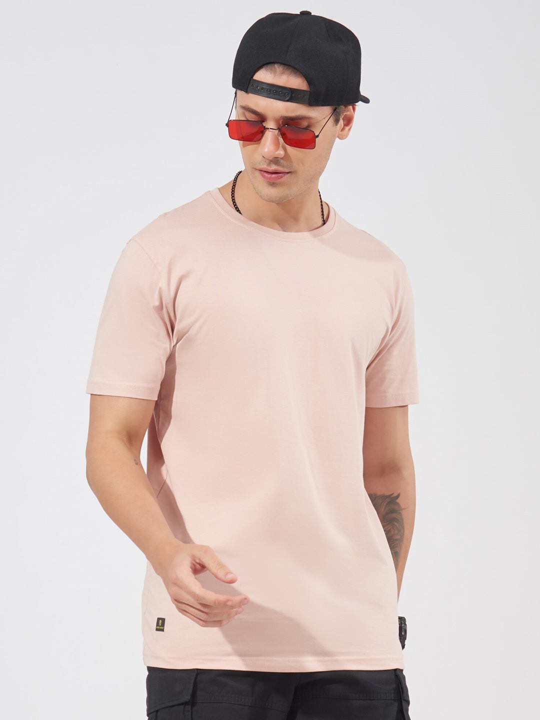 

Maniac Men Short Sleeves Pure Cotton Slim Fit T-shirt, Pink