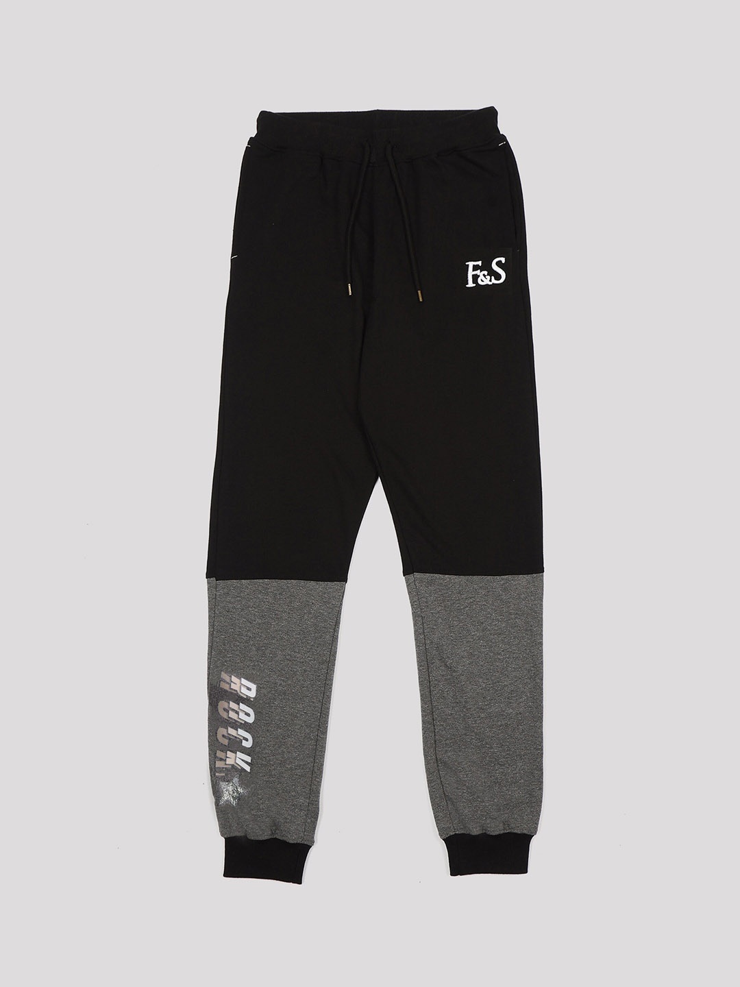 

F&S Boys Regular Fit Mid-Rise Joggers, Black