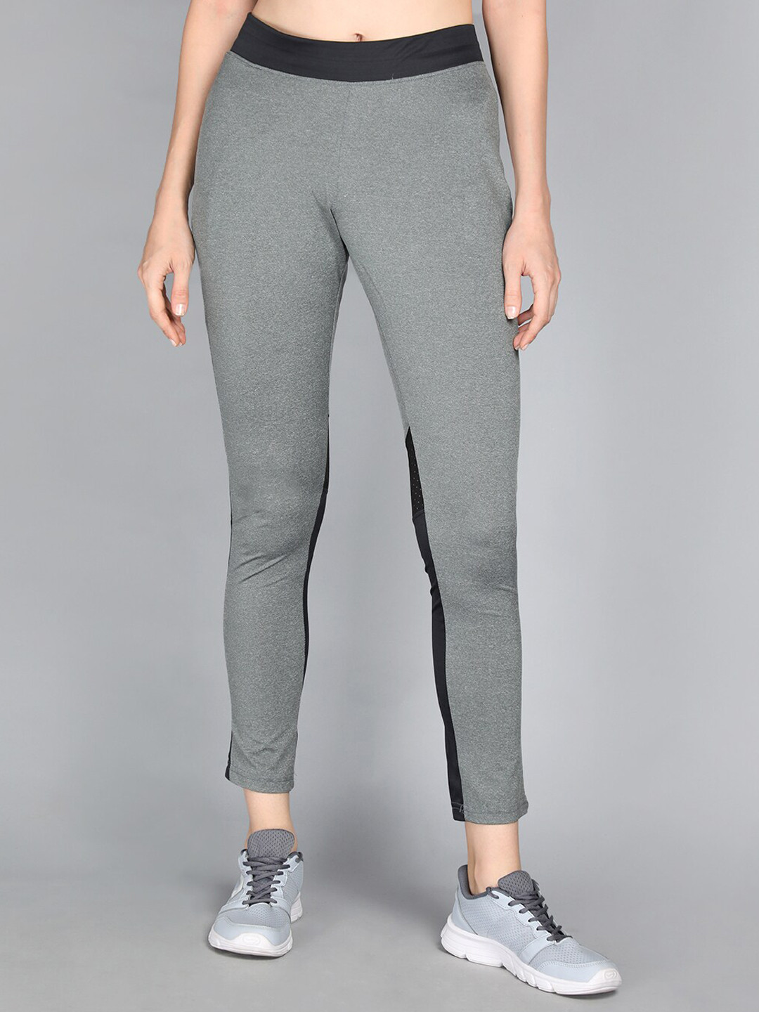 

NEVA Women Colourblocked Mid-Rise Ankle-Length Breathable Track Pants, Green