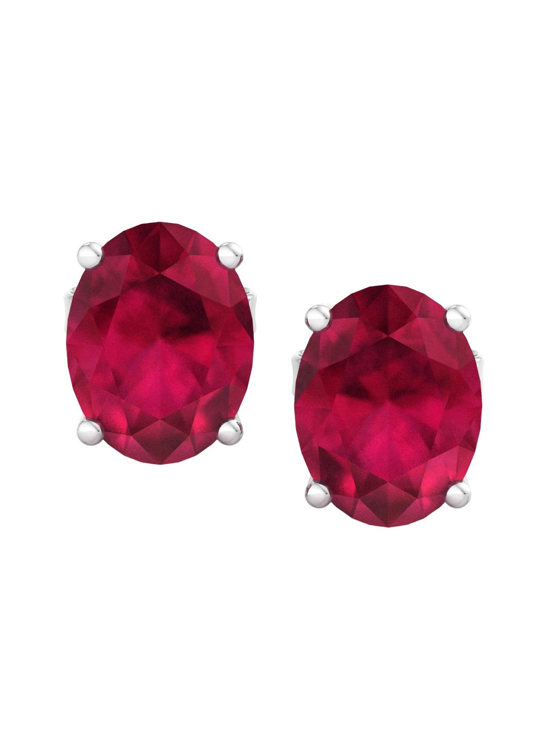 

Inddus Jewels Rhodium-Plated 925 Sterling Silver Oval Shaped Studs Earrings