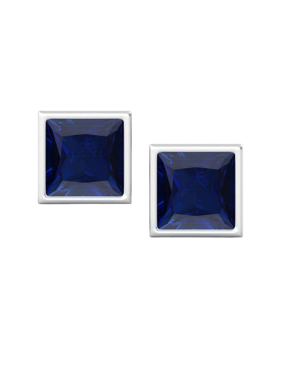 

Inddus Jewels Rhodium-Plated 925 Sterling Silver Square Shaped Studs Earrings