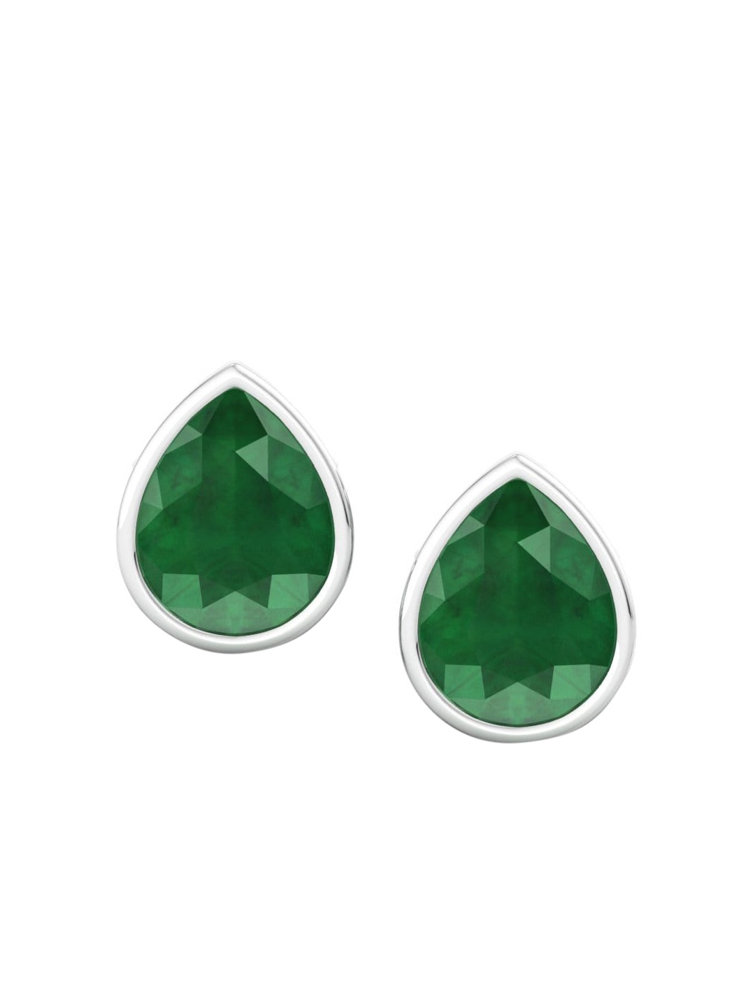 

Inddus Jewels Rhodium-Plated 925 Sterling Silver Tear Drop Shaped Studs Earrings