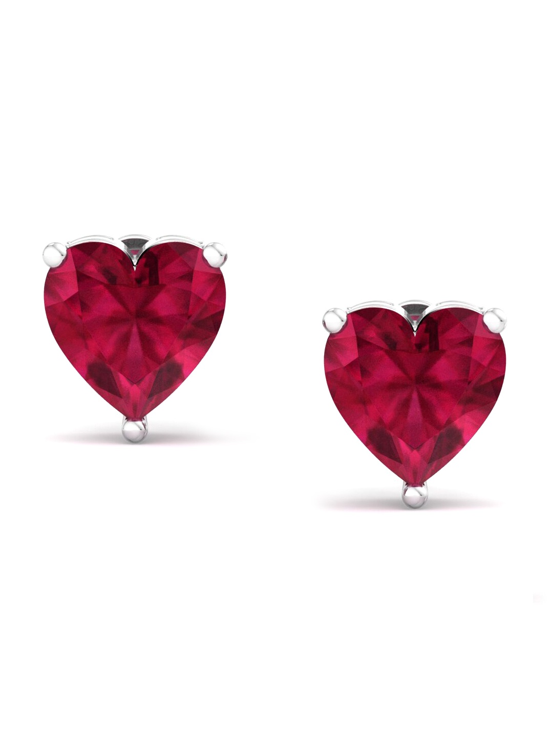 

Inddus Jewels Rhodium-Plated Heart Shapped Studs Earrings, Silver