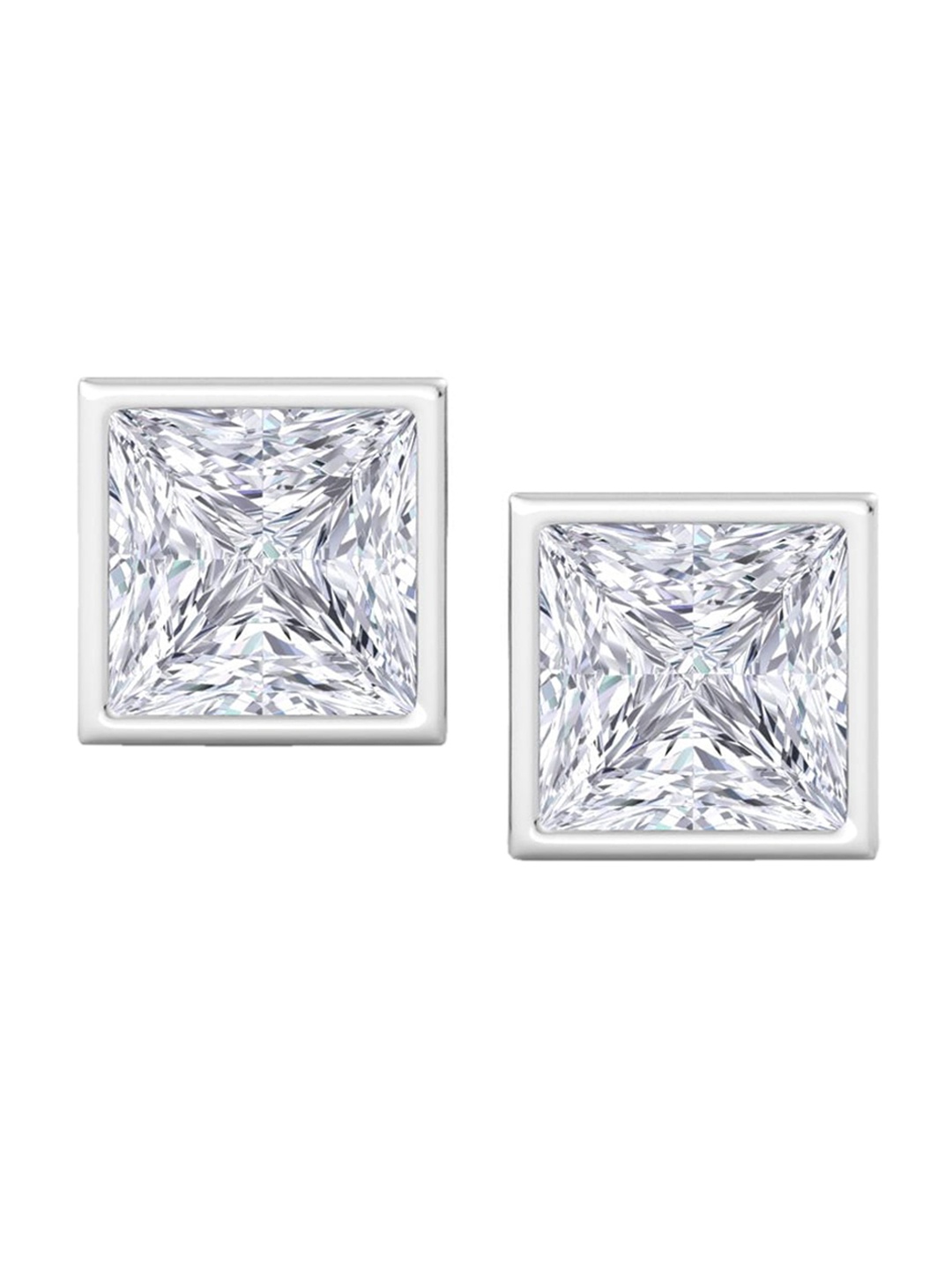 

Inddus Jewels Rhodium-Plated 925 Sterling Silver Square Shaped Studs Earrings