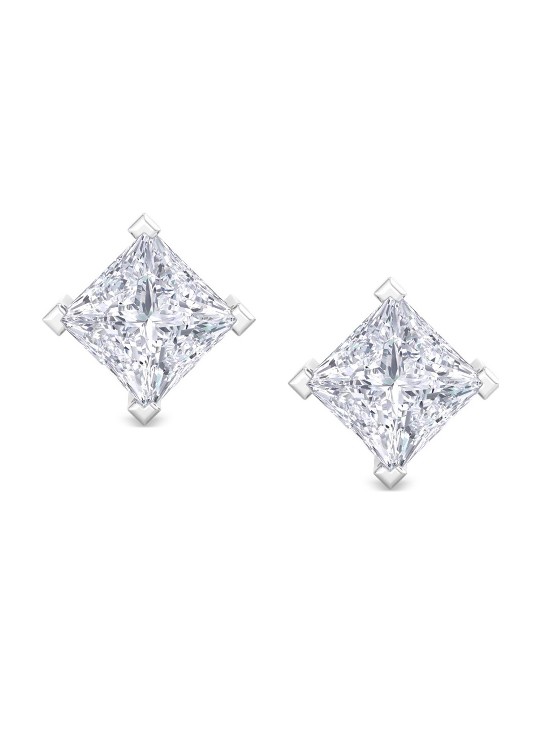 

Inddus Jewels Rhodium-Plated Square Shaped Studs Earrings, Silver