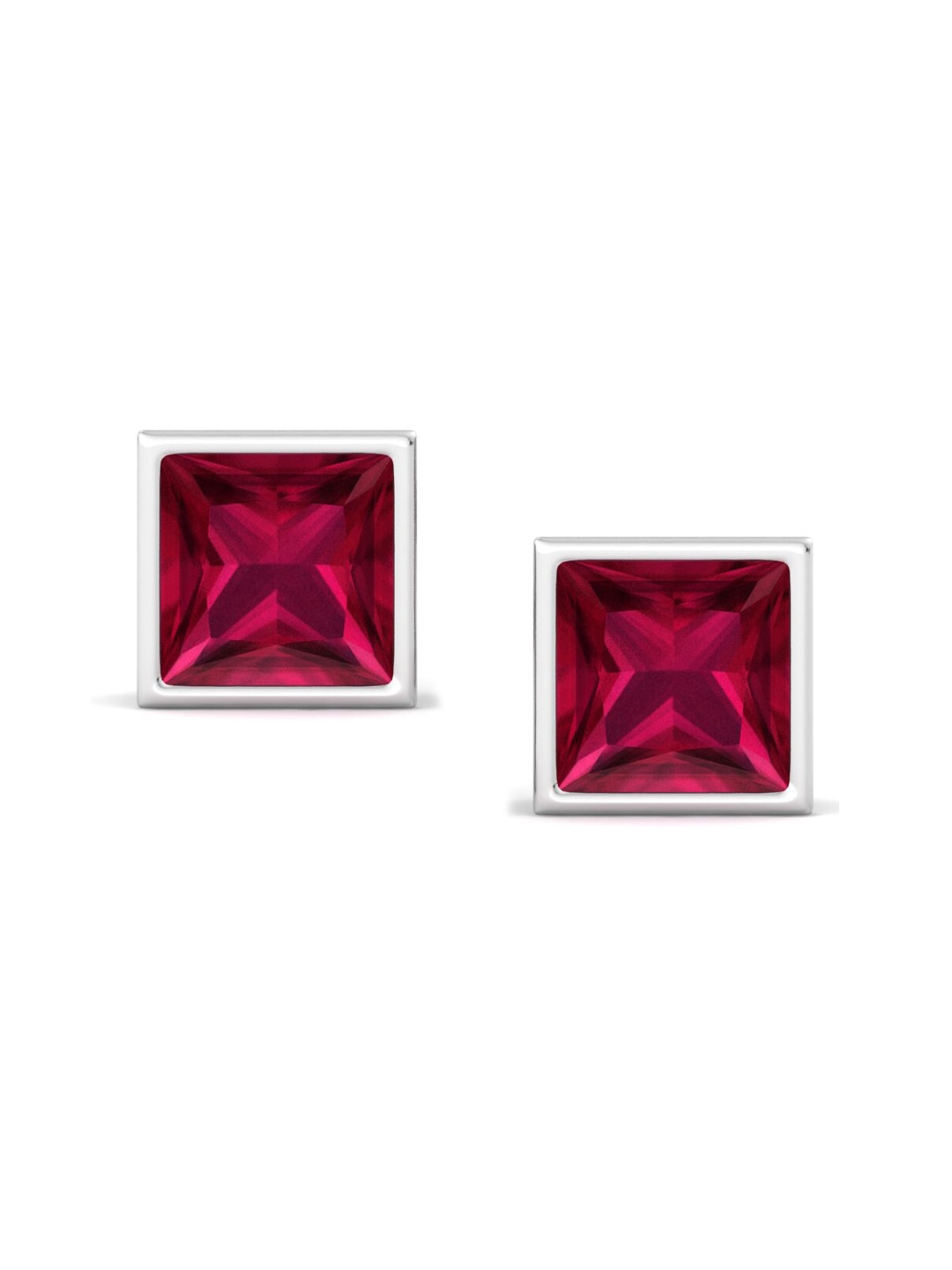 

Inddus Jewels Rhodium-Plated Squared Shaped Studs Earrings, Silver