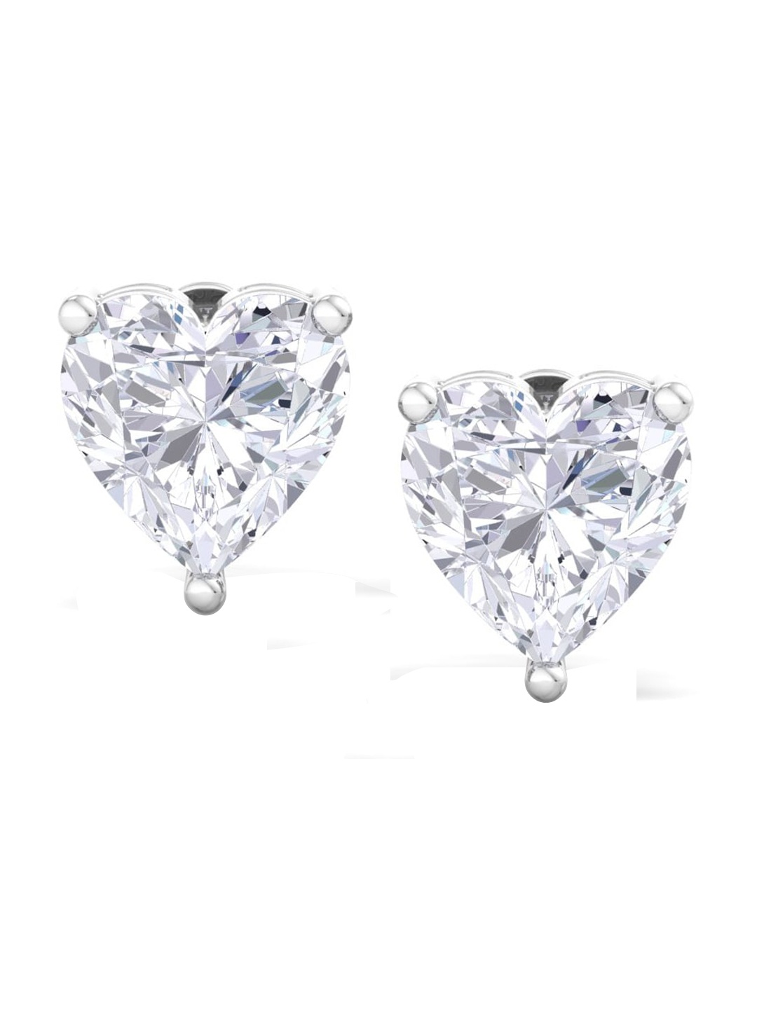 

Inddus Jewels Rhodium-Plated 925 Sterling Silver Heart Shaped Studs Earrings