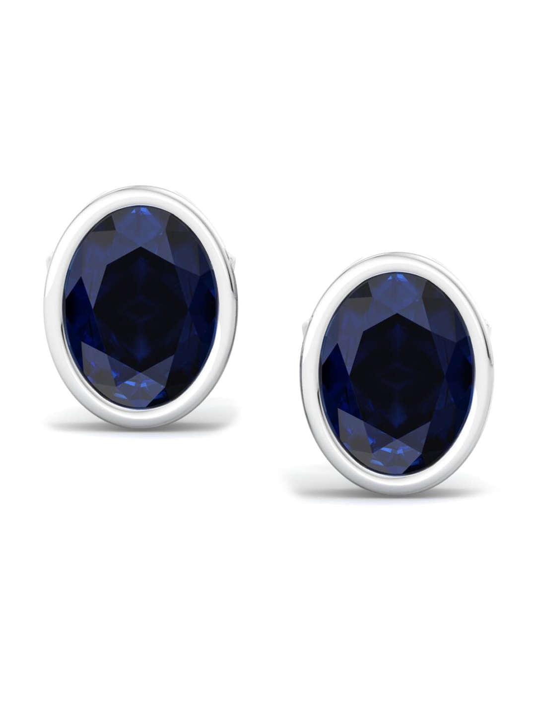 

Inddus Jewels Rhodium-Plated Oval Shaped Studs Earrings, Silver