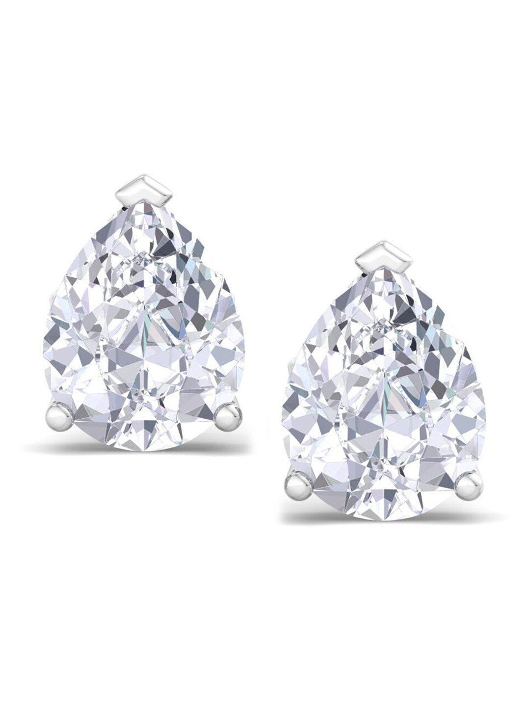 

Inddus Jewels Rhodium-Plated Tear Shaped Studs Earrings, Silver