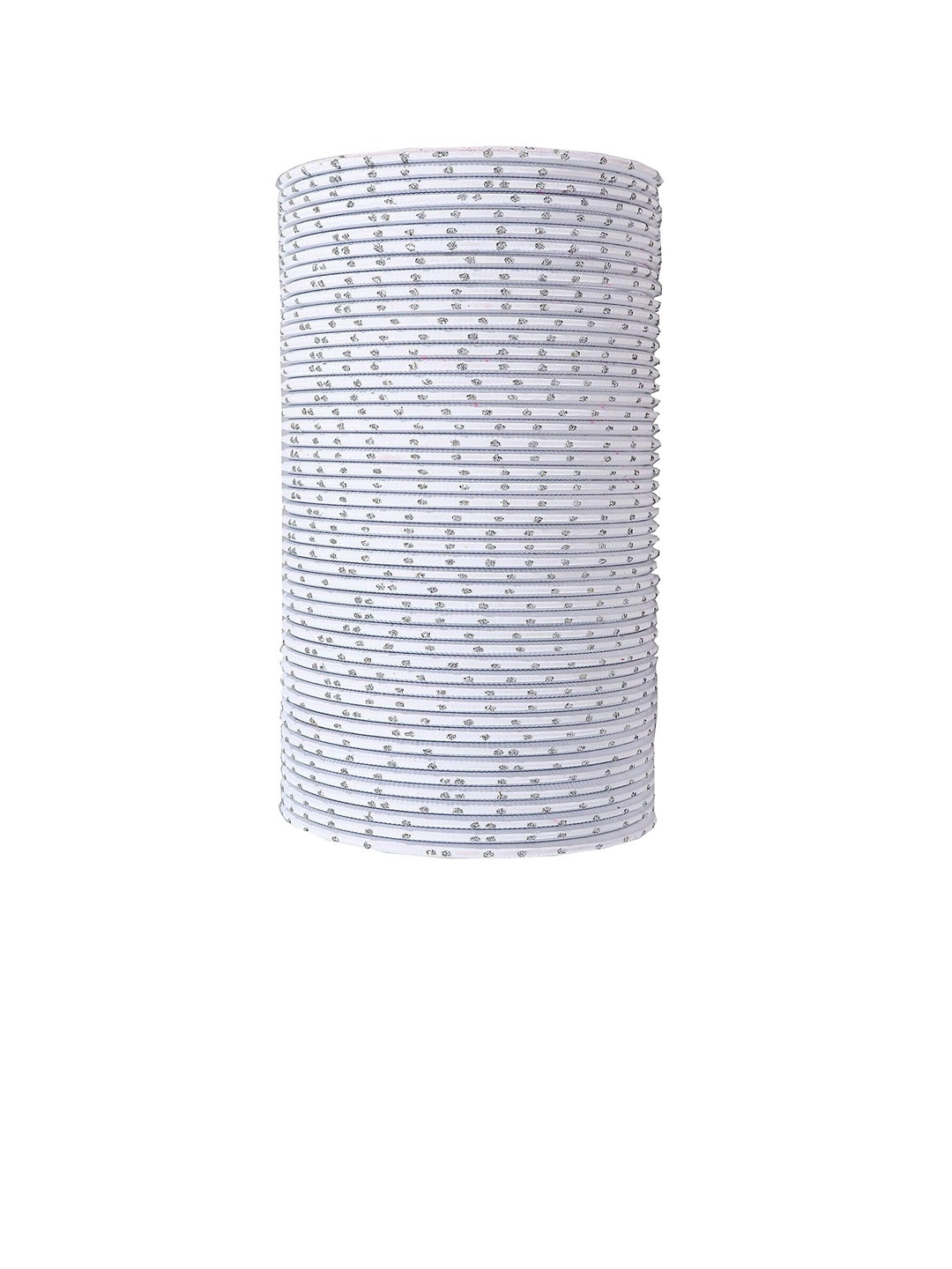 

NMII Set Of 48 Metal Polka Dots Glossy Finished Bangles, White