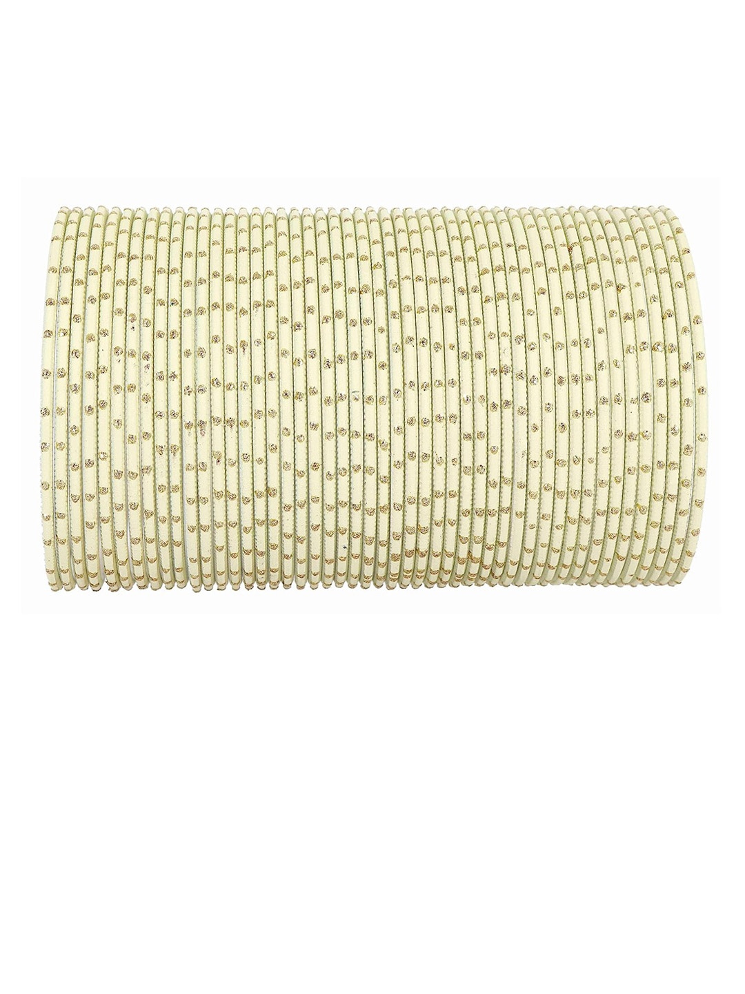 

NMII Set of 48 Glitter Detailed Glossy Finished Alloy Bangles, Cream