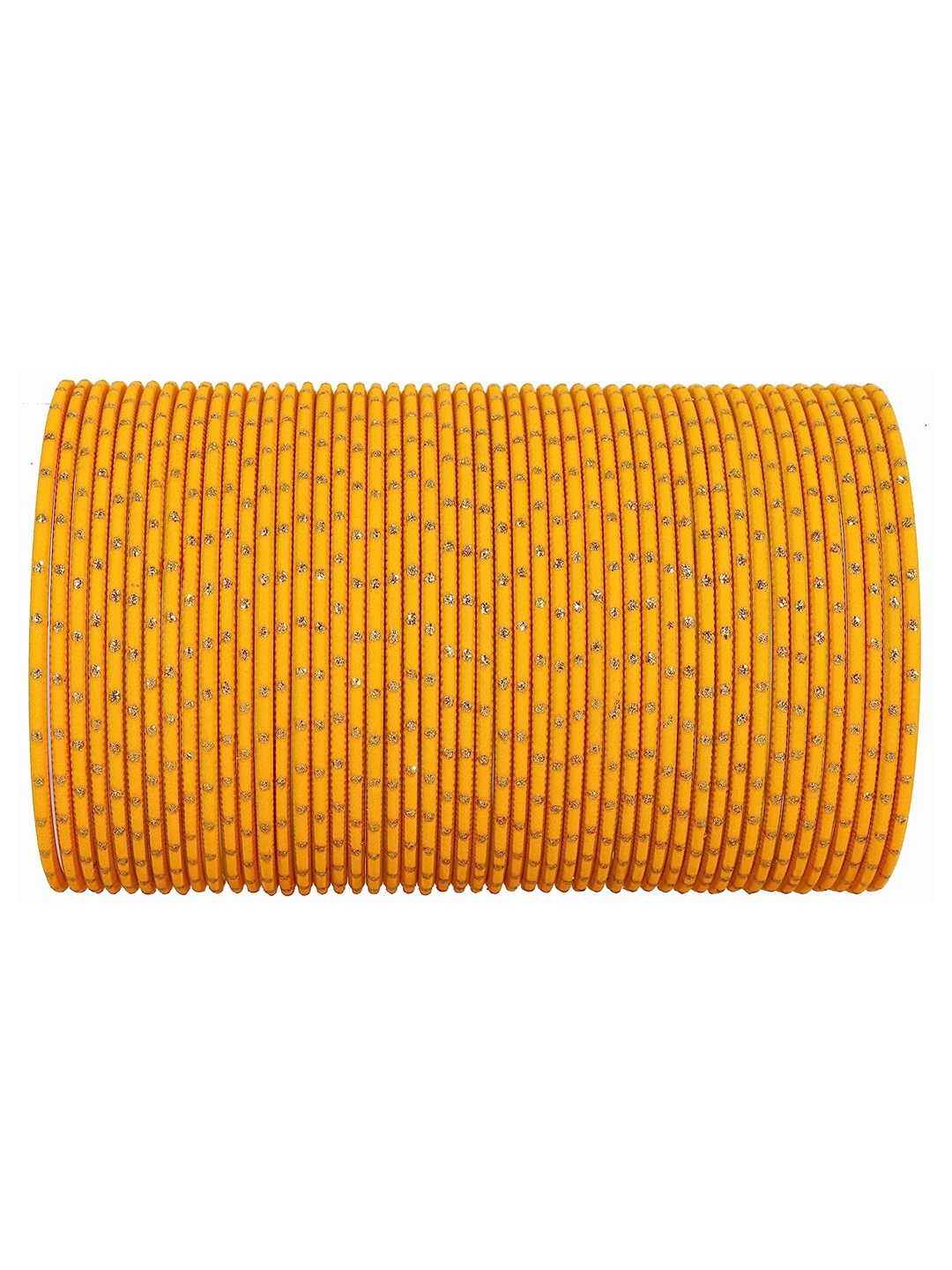 

NMII Set of 48 Glitter Detailed Glossy Finished Alloy Bangles, Mustard