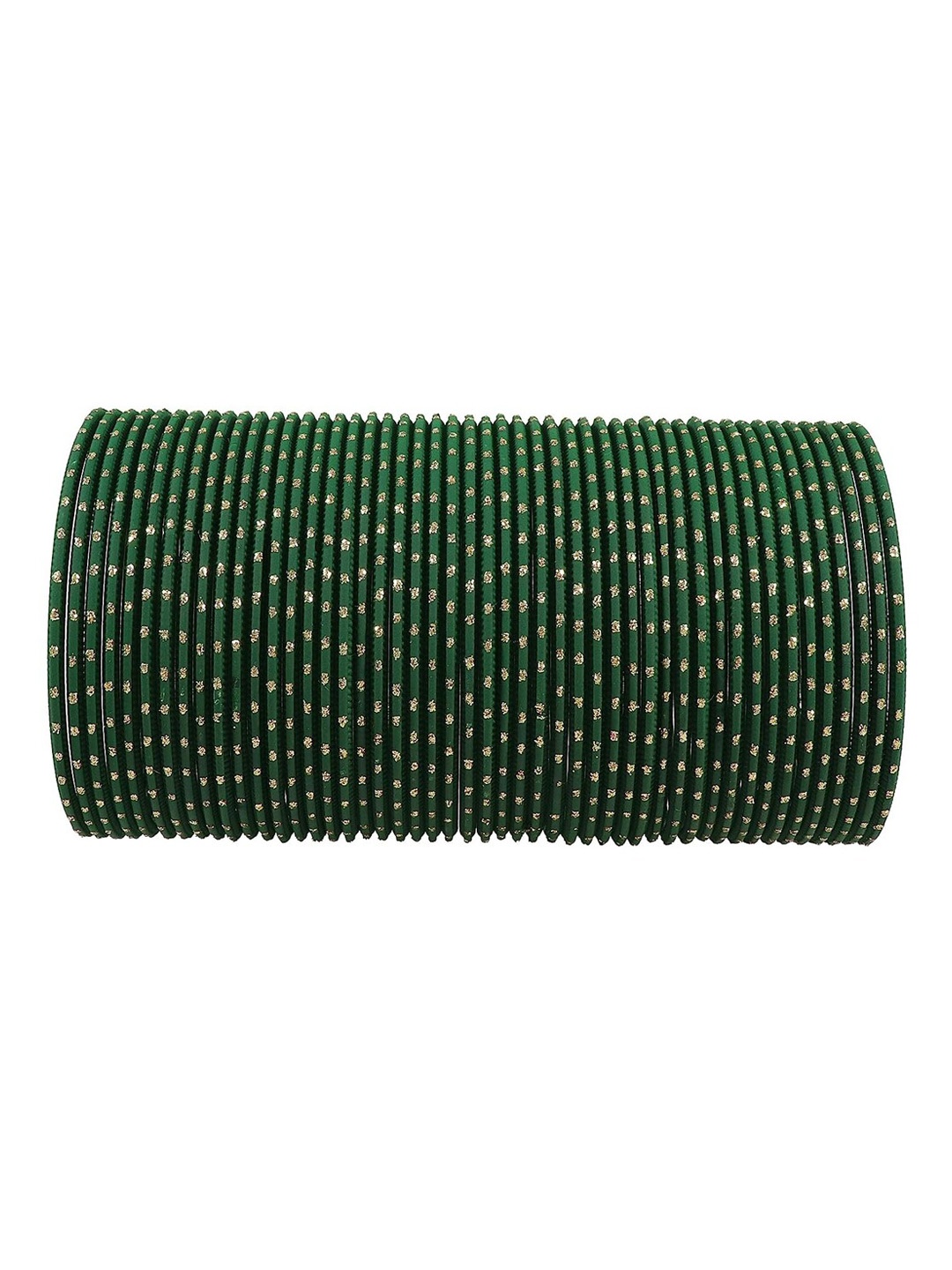 

NMII Set Of 48 Metal Polka Dots Glossy Finished Bangles, Green