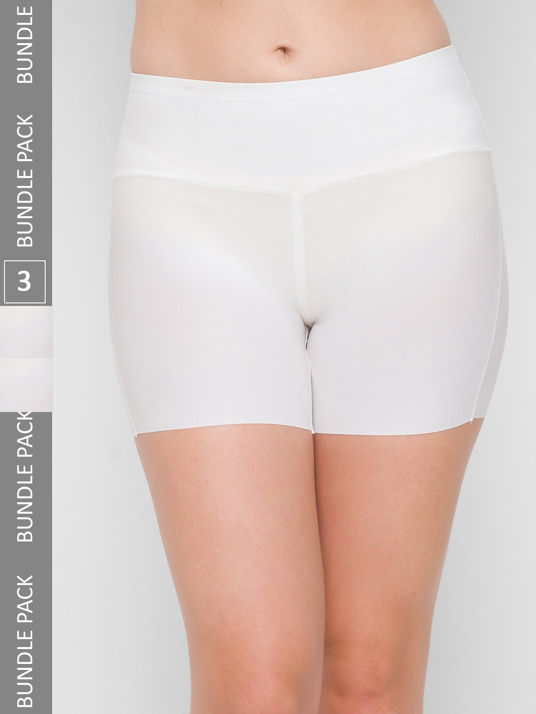 

NOIRA Women Pack Of 3 High-Rise Seamless Boy Shorts, White
