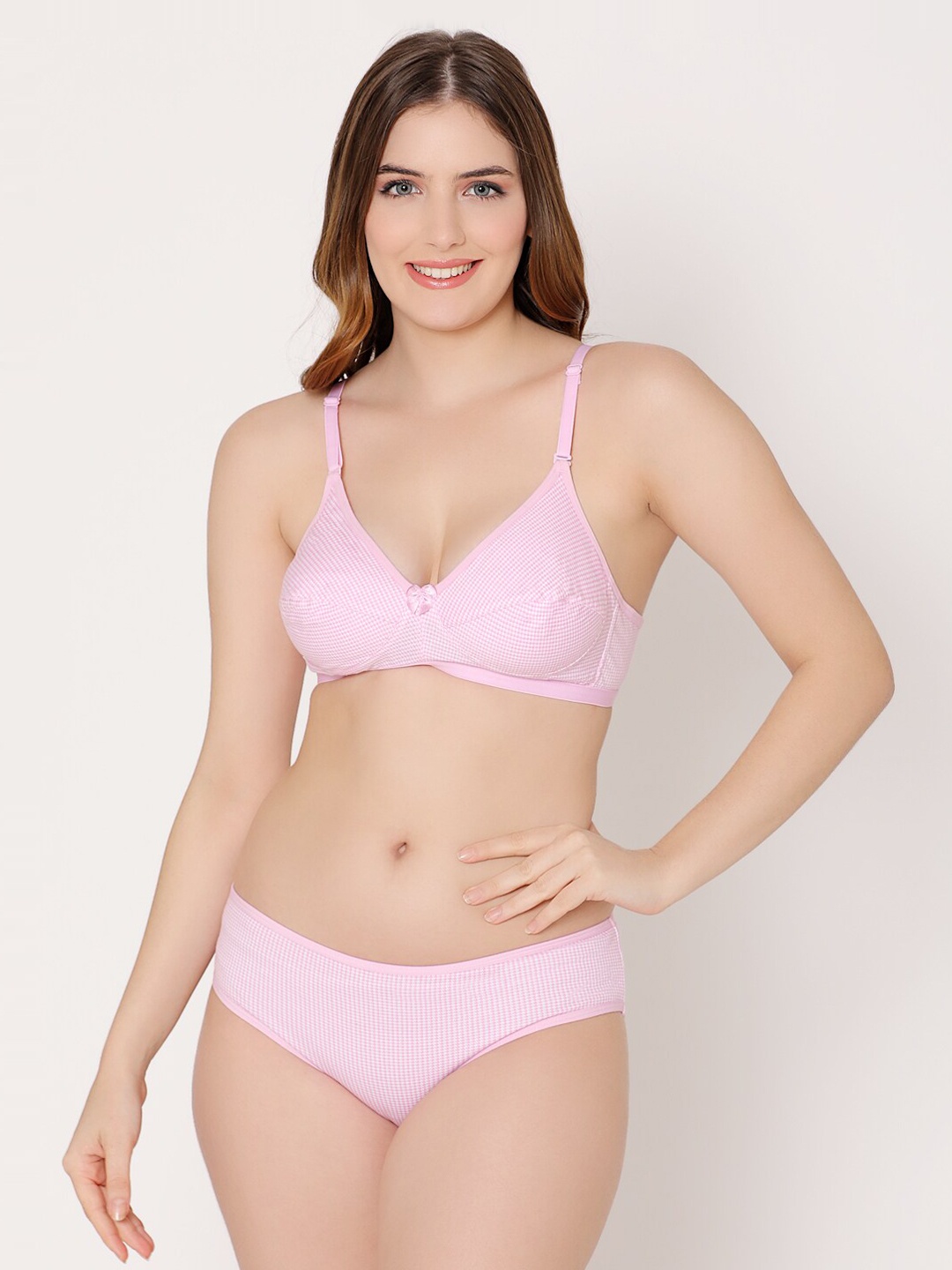 

Bodycare Printed Combed Cotton Lingerie Set, Pink
