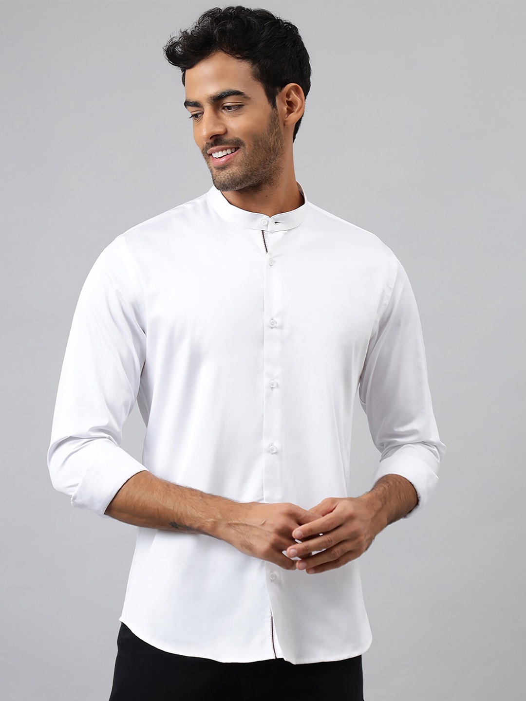 

MR BUTTON Slim Fit Opaque Cotton Casual Shirt, White