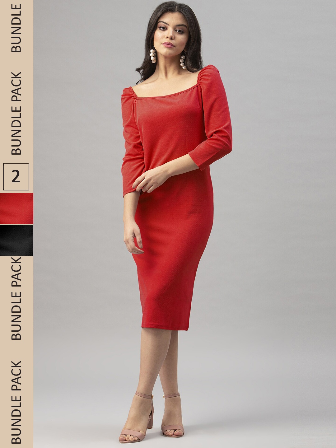 

Selvia Pack of 2 Sheath Midi Dress, Red