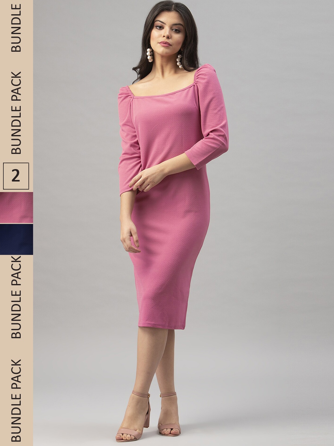 

Selvia Pink Sheath Midi Dress