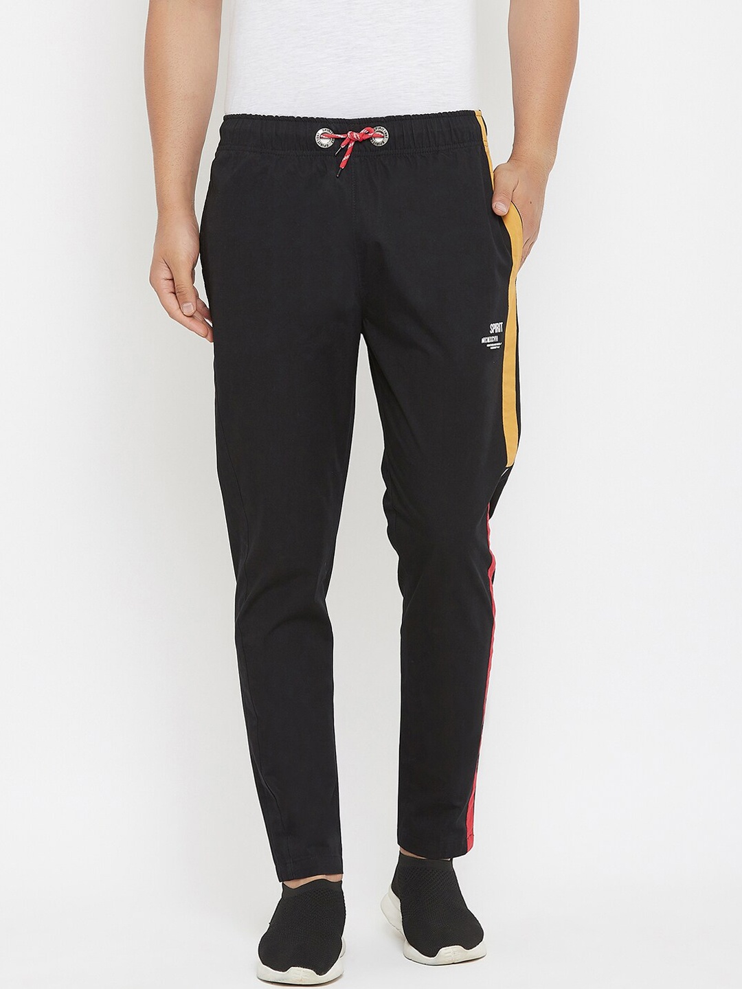 

Spirit Men Regular Fit Mid-Rise Cotton Track Pants, Black