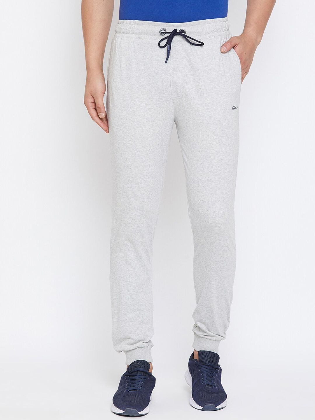 

Spirit Men Straight-Fit Cotton Joggers, Grey melange