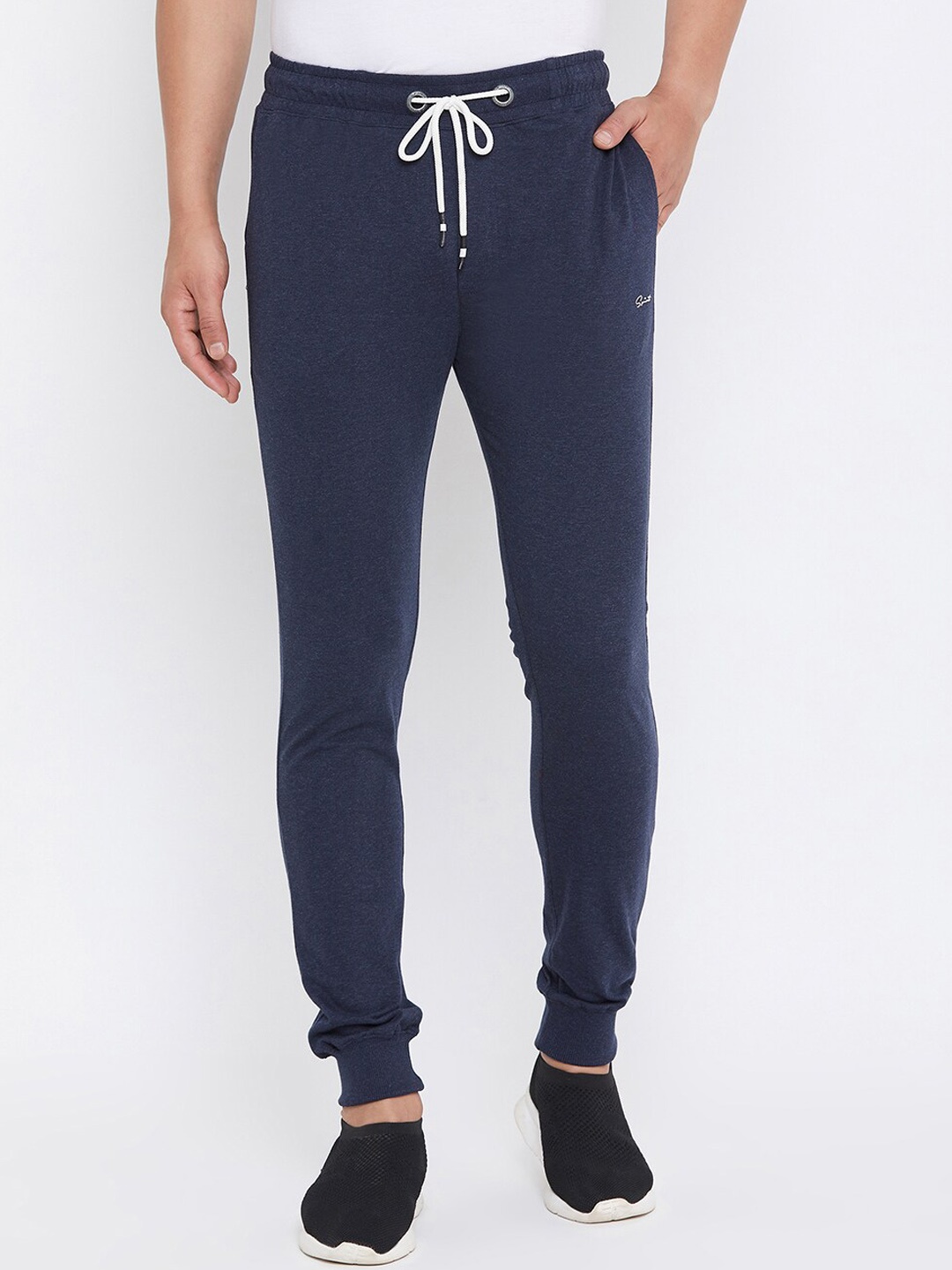 

Spirit Men Mid-Rise Straight-Fit Cotton Joggers, Navy blue