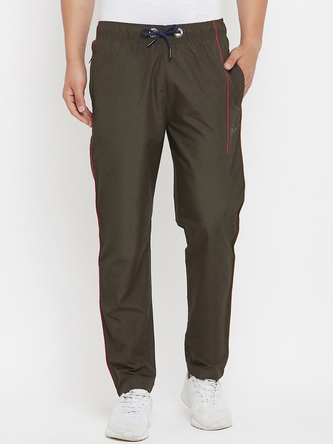 

Spirit Men Regular Fit Mid-Rise Track Pants, Olive