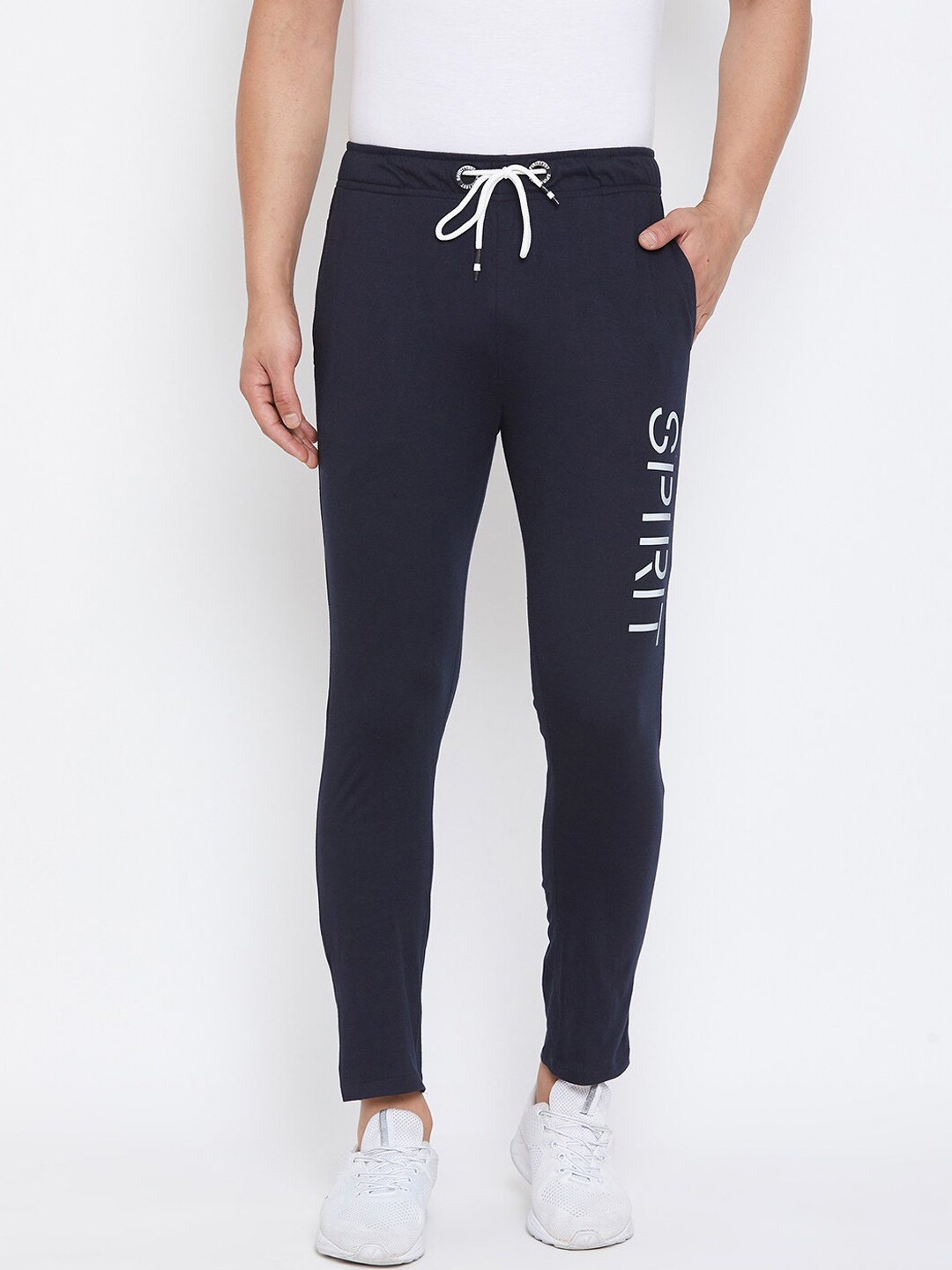 

Spirit Men Regular Fit Mid-Rise Cotton Track Pants, Navy blue