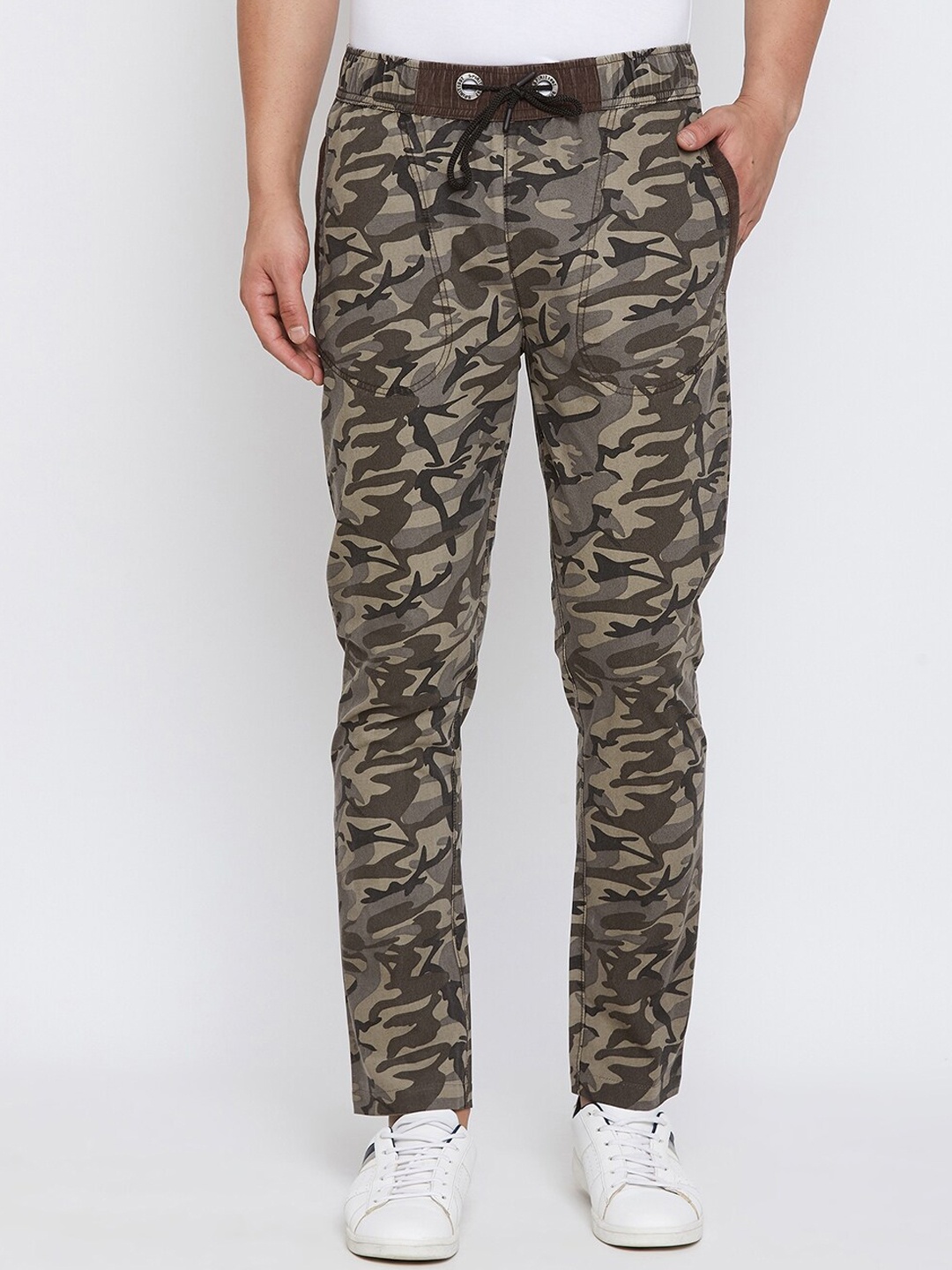 

Spirit Men Camouflage Printed Pure Cotton Track Pants, Olive