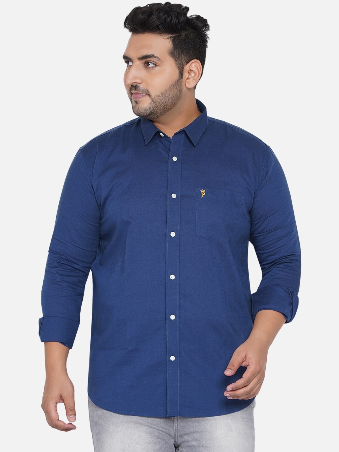 

John Pride Plus Size Long Sleeves Cotton Casual Shirt, Blue