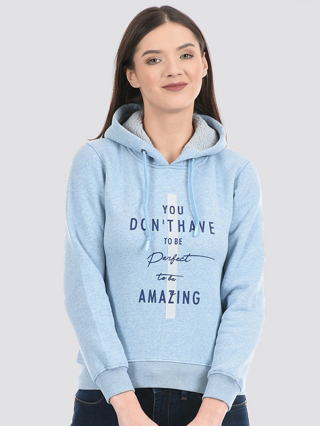 

Cloak & Decker by Monte Carlo Typography Printed Hooded Cotton Sweatshirt, Blue