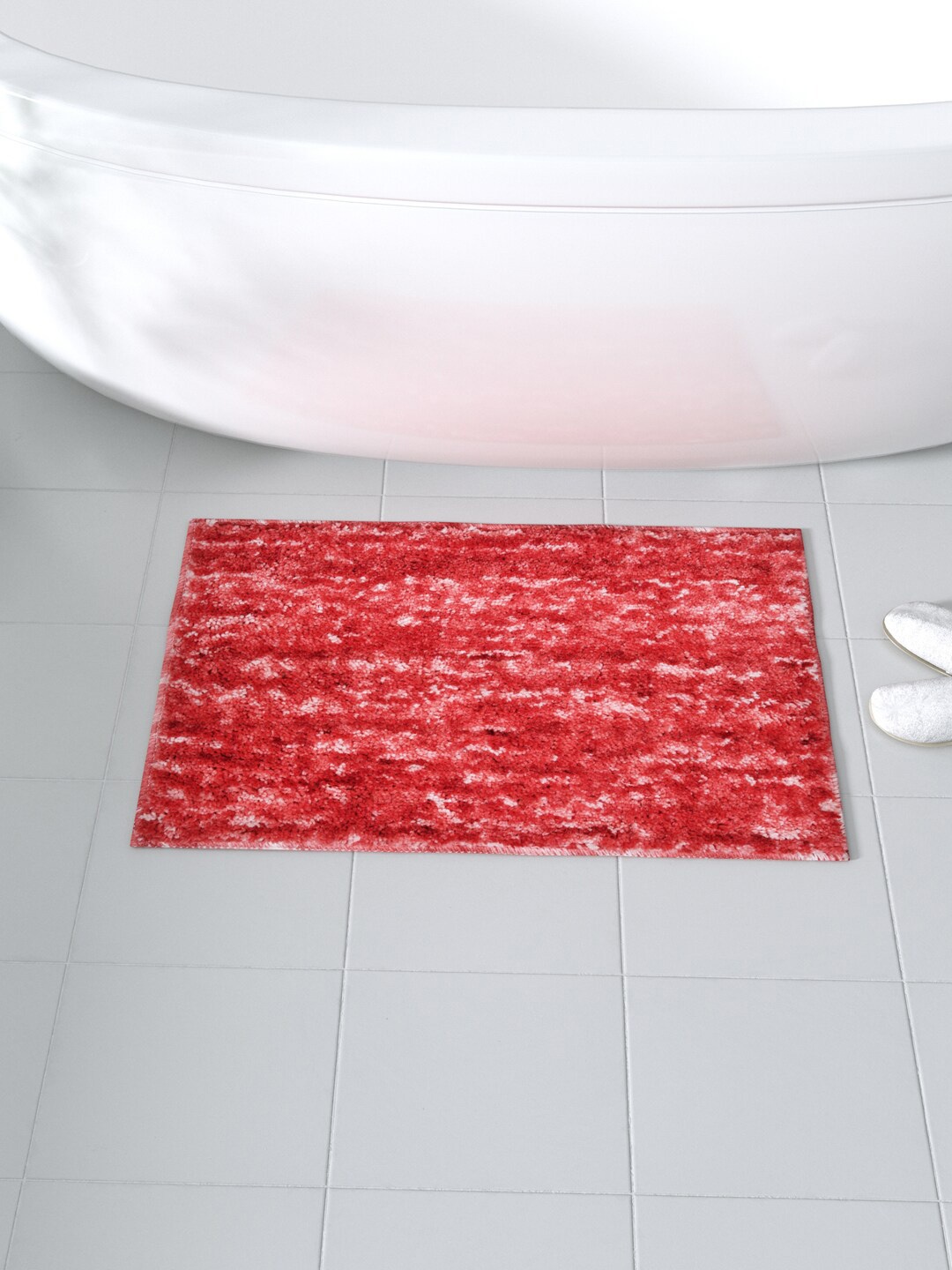 

Clasiko Red & White Cotton Super Absorbent Rectangular Doormat
