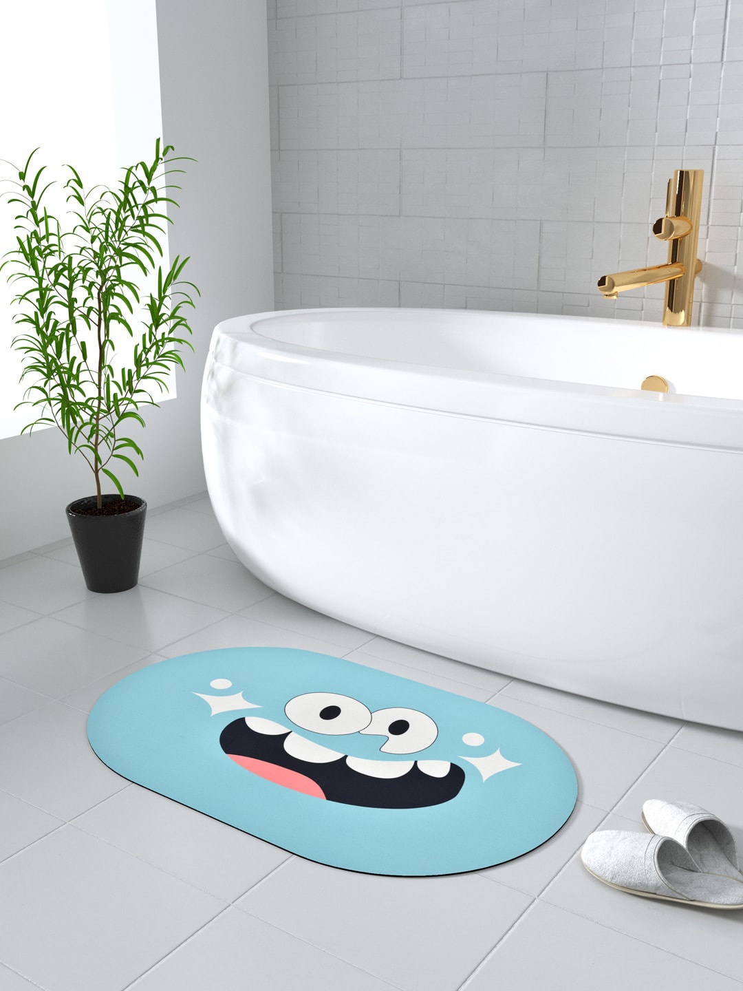 

Clasiko Blue Emoji Printed Anti-Skid Nappa Leather Doormat
