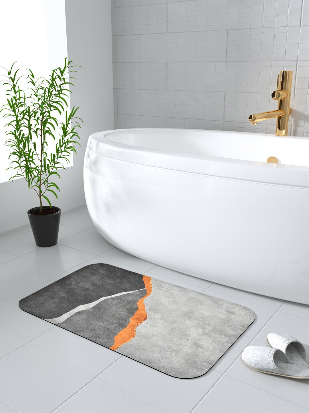 

Clasiko Grey & White Printed Super Absorbent Rectangular Doormat