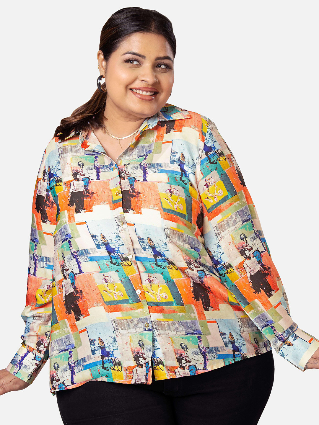 

NEOFAA Graphic Printed Casual Shirt, White