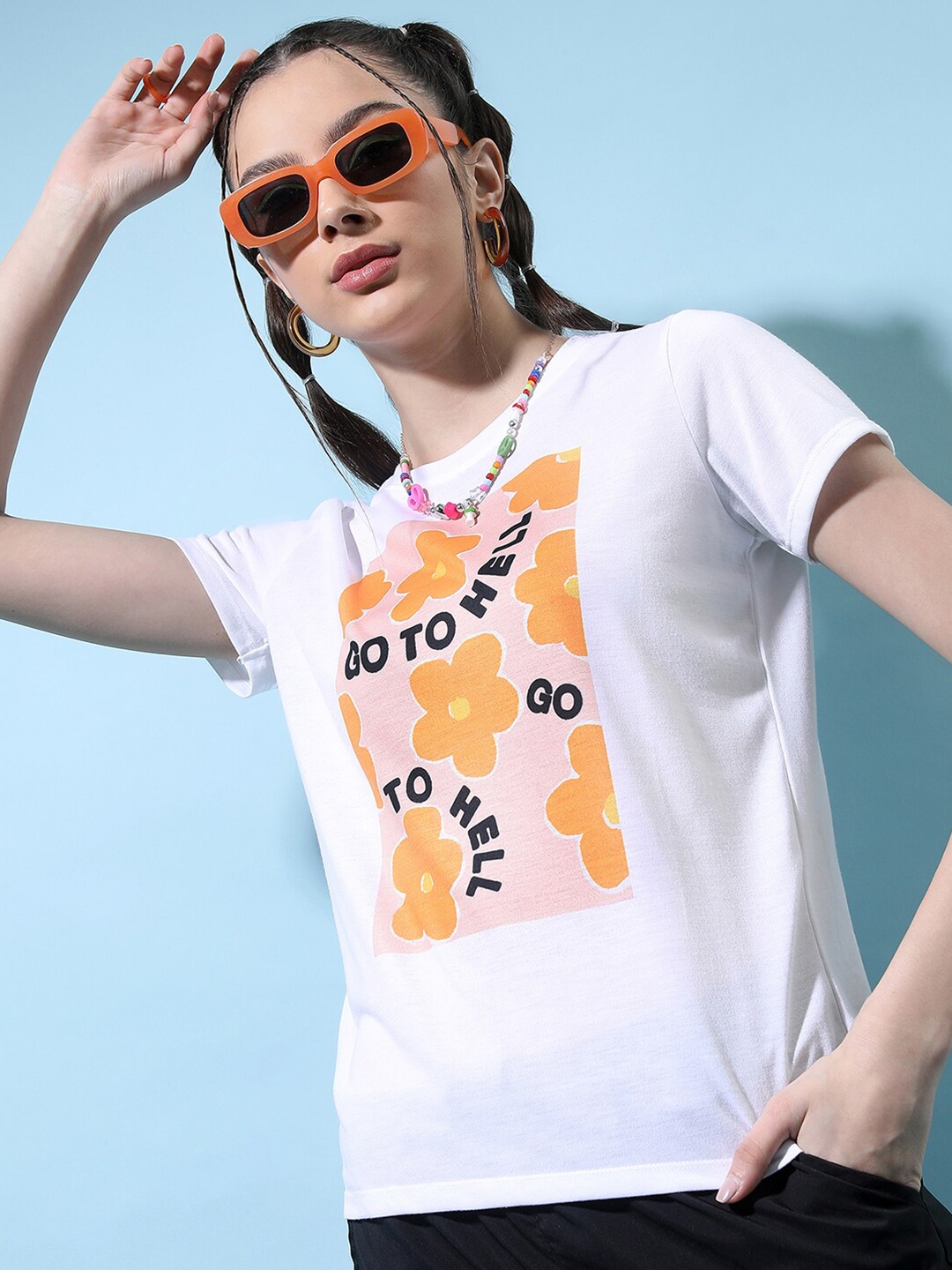

Tokyo Talkies Floral Printed Round Neck T-shirt, White