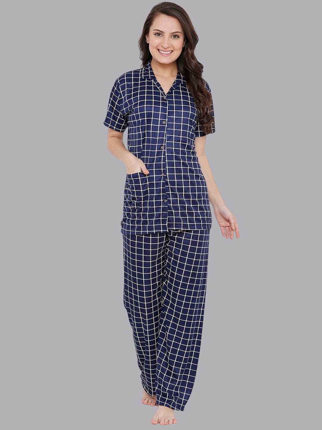 

Pretty Awesome Pack Of 2 Checks Night Suit, Black
