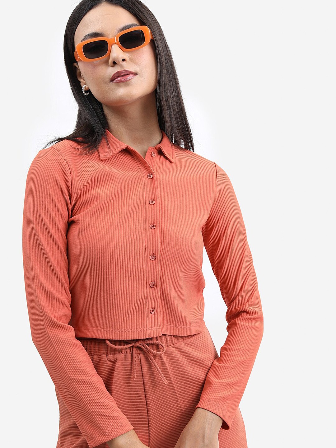 

Tokyo Talkies Long Sleeves Shirt Style Top, Rust