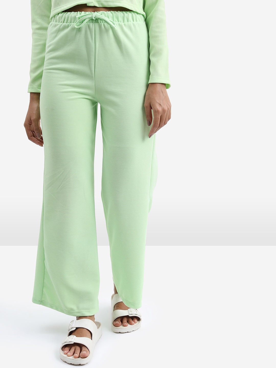 

Tokyo Talkies Women Straight Fit High-Rise Parallel Trousers, Sea green