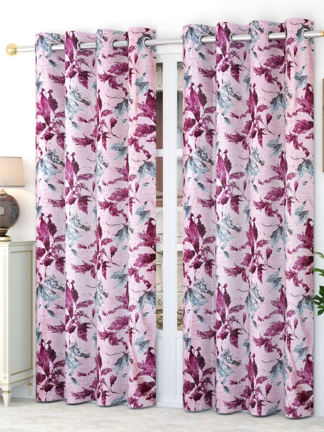 

Bajo's Purple & Blue 2 Pieces Quirky Printed Satin Door Curtains