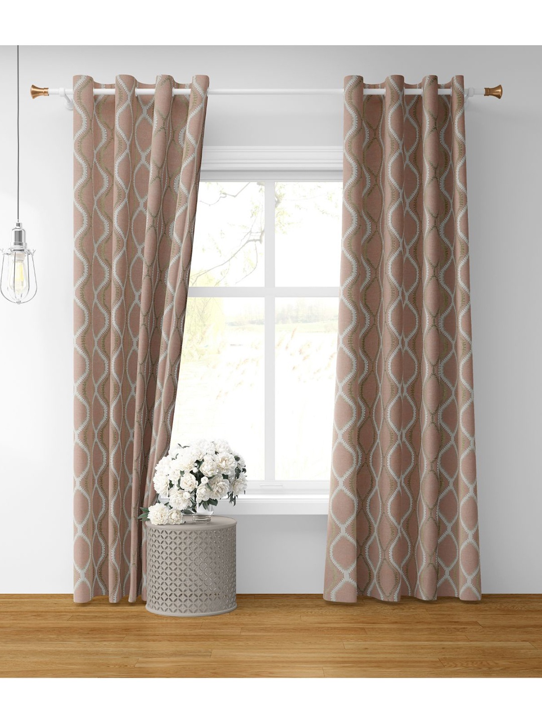 

Bajo's Beige & White 2 Pieces Printed Cotton Door Curtain