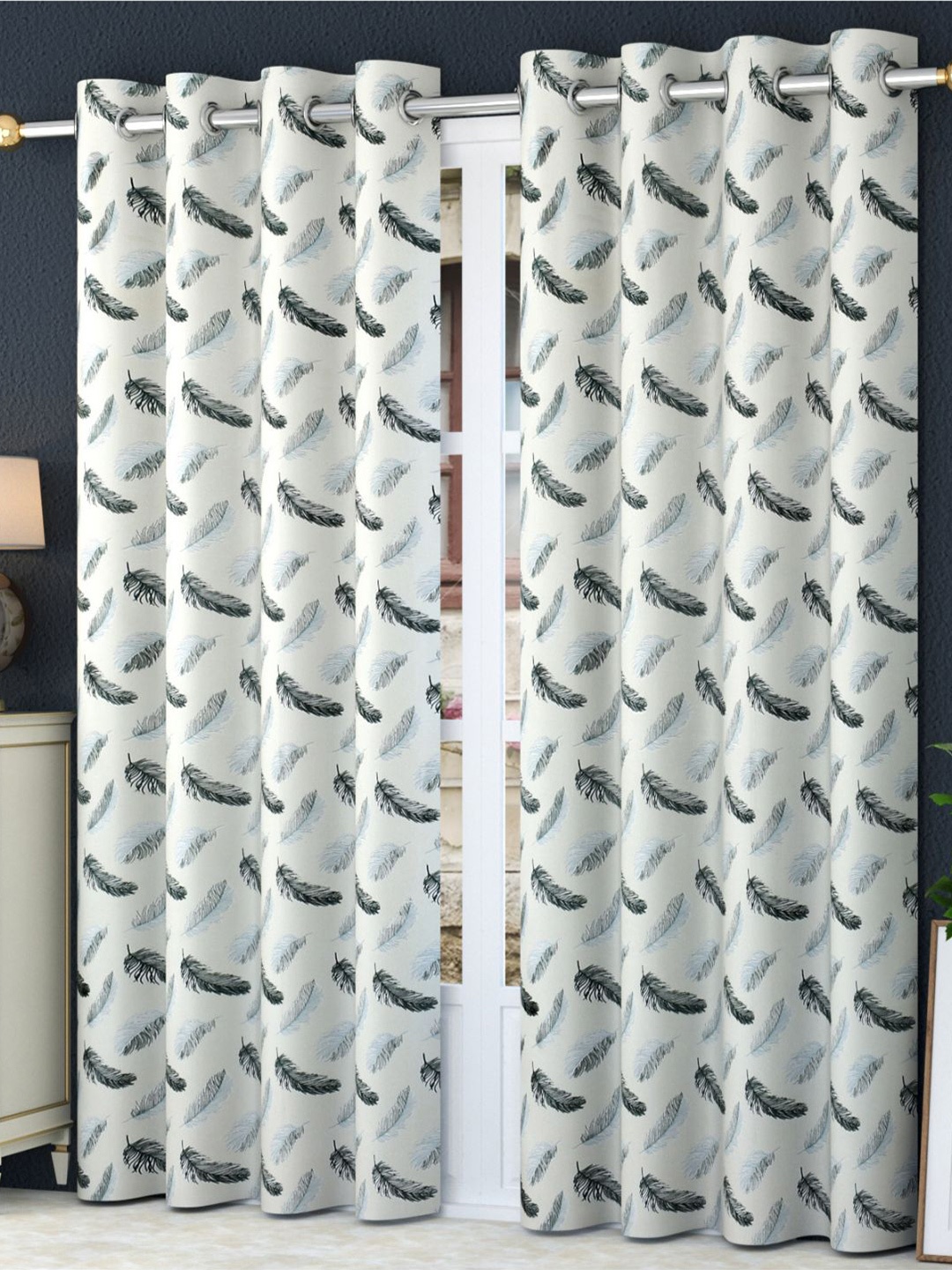 

Bajo's Beige & Blue 2 Pieces Printed Door Curtain