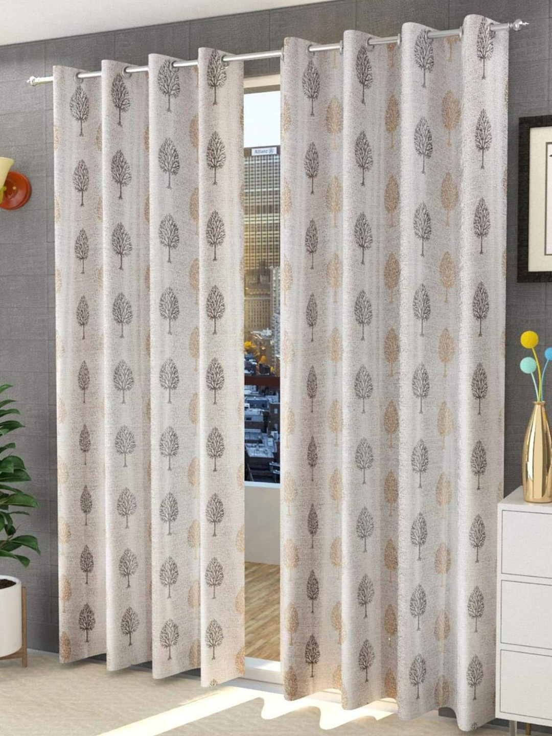 

Bajo's Grey & Brown Set of 2 Quirky Door Curtain