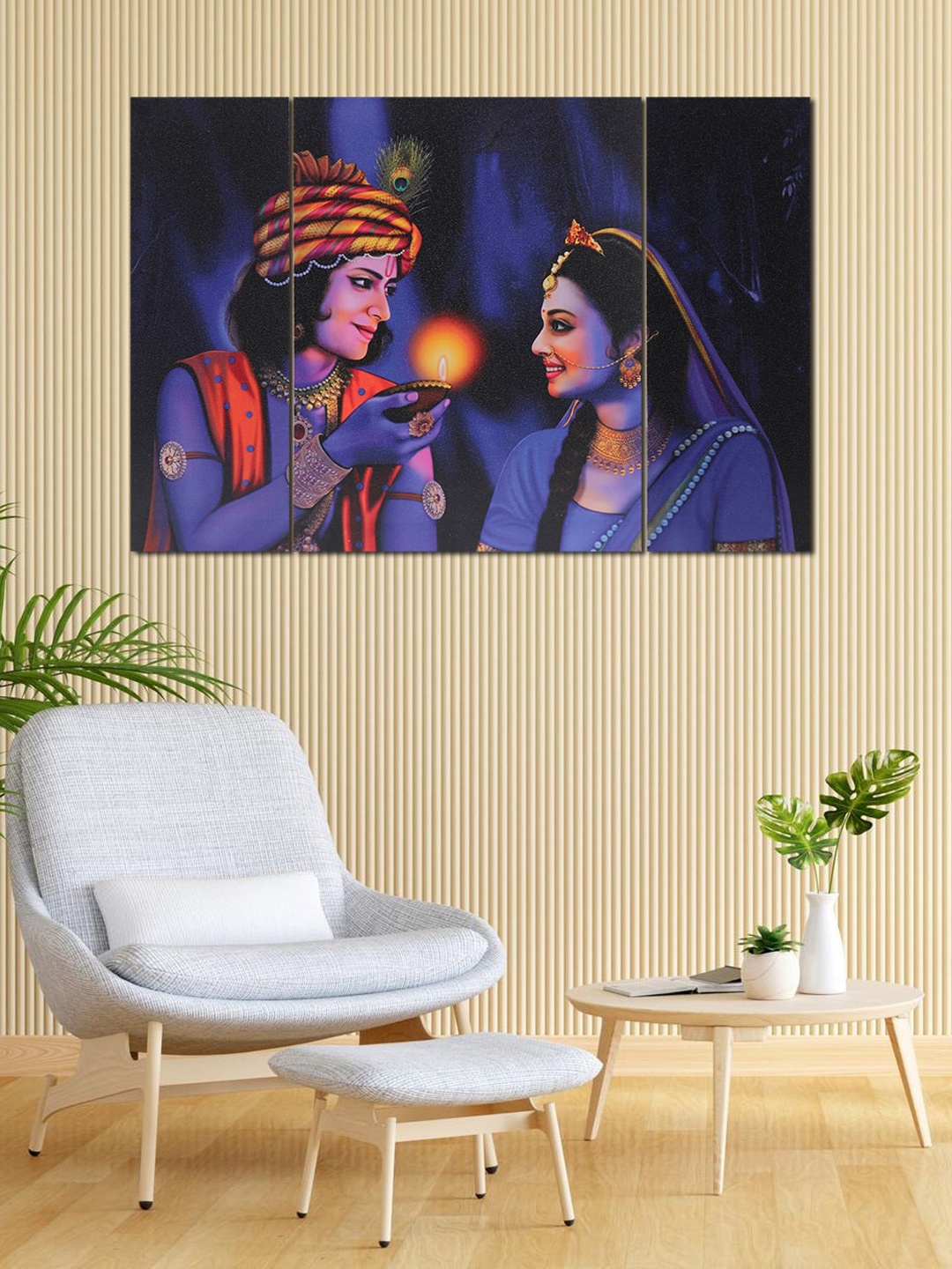 

Perpetual 3 Pieces Radha Krishna Wall Art, Blue