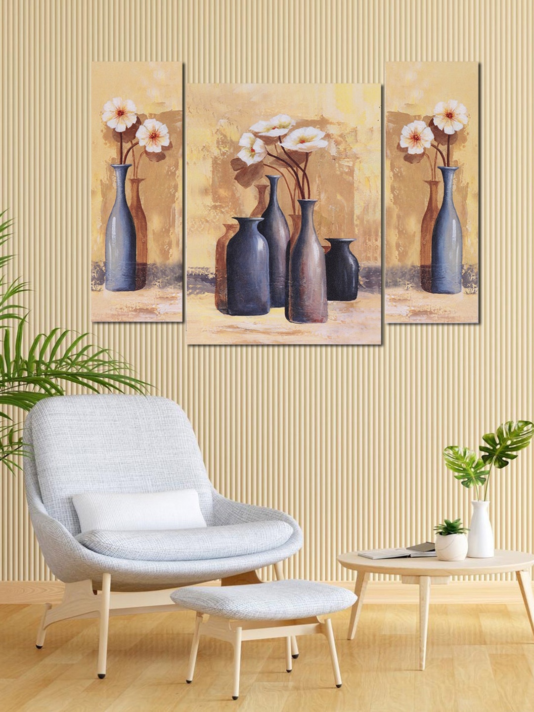 

Perpetual Beige & Blue 5 Pieces Flower Paintings