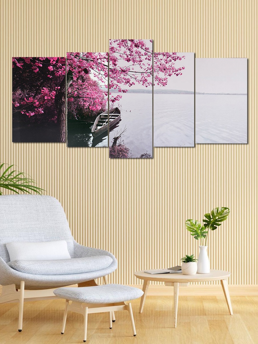 

Perpetual Grey & Pink 5 Pieces Modern Art Paintings for Wall Decoration