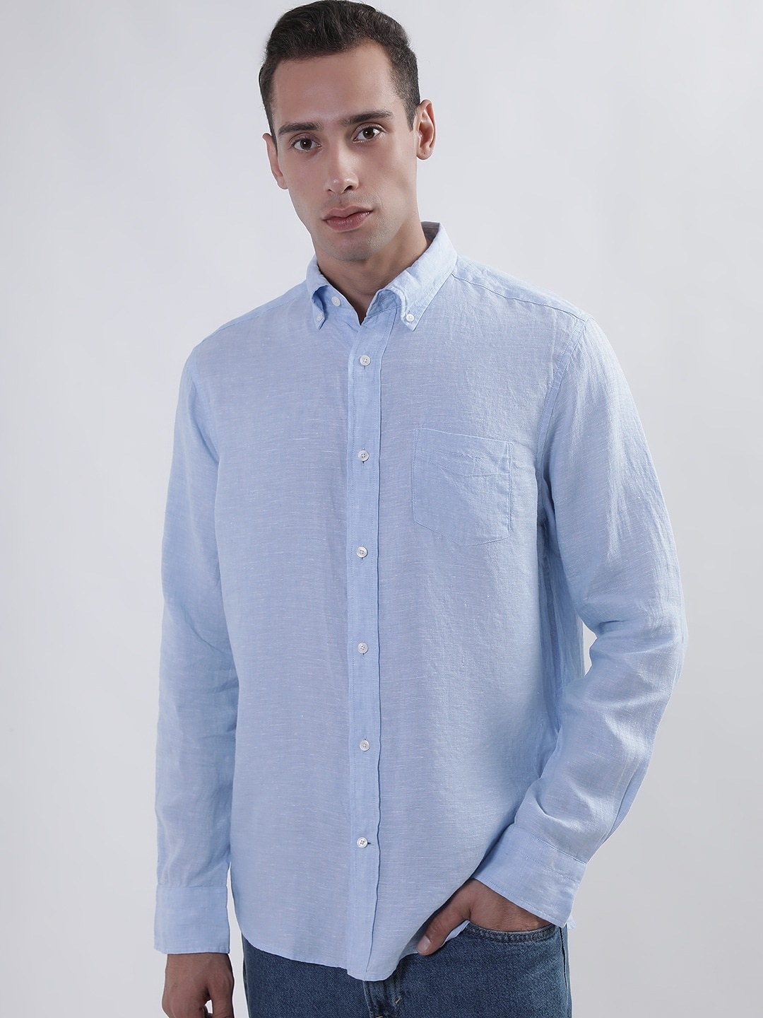 

GANT Button-Down Collar Linen Casual Shirt, Blue