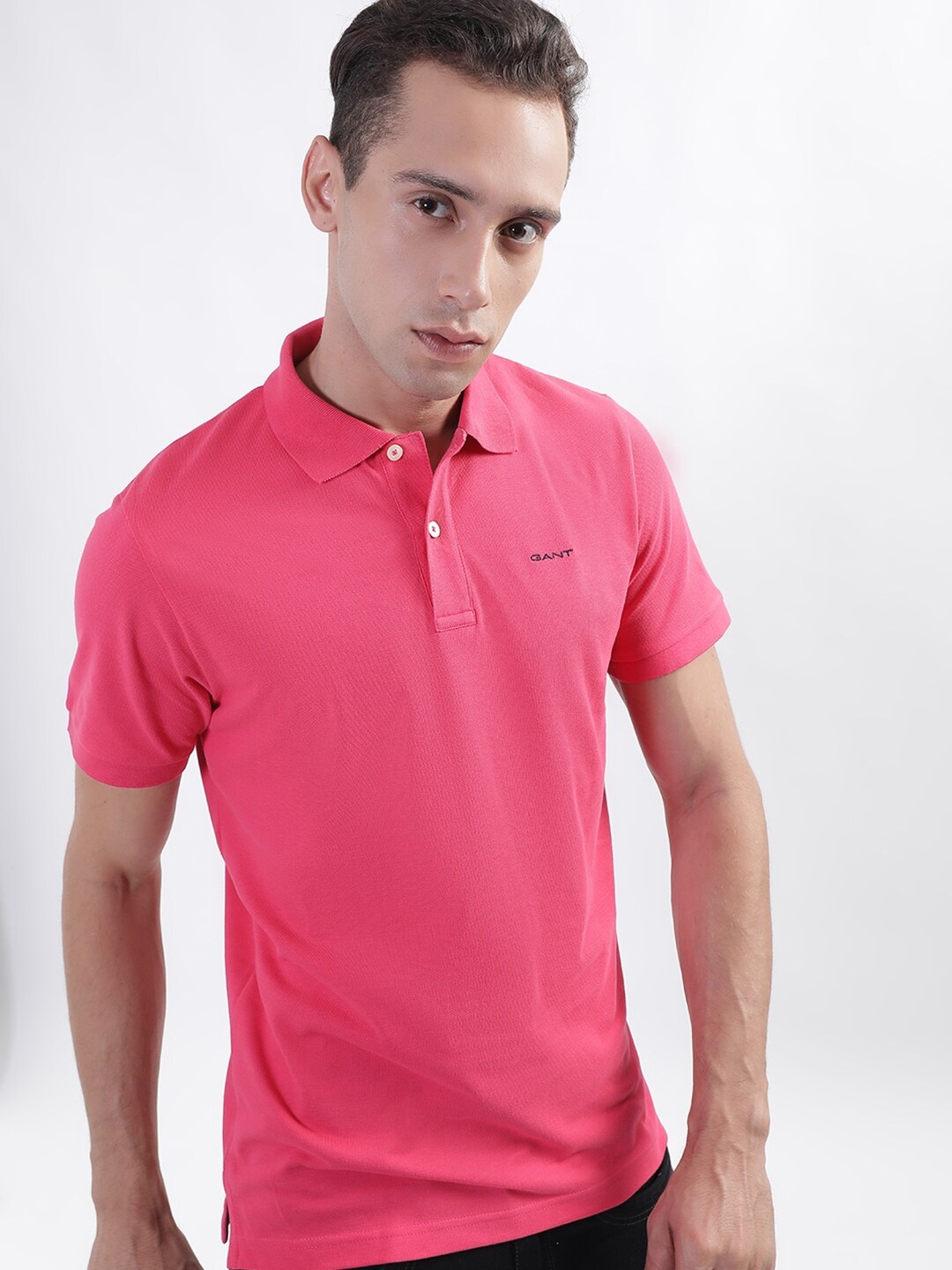 

GANT Polo Collar Cotton T-shirt, Pink