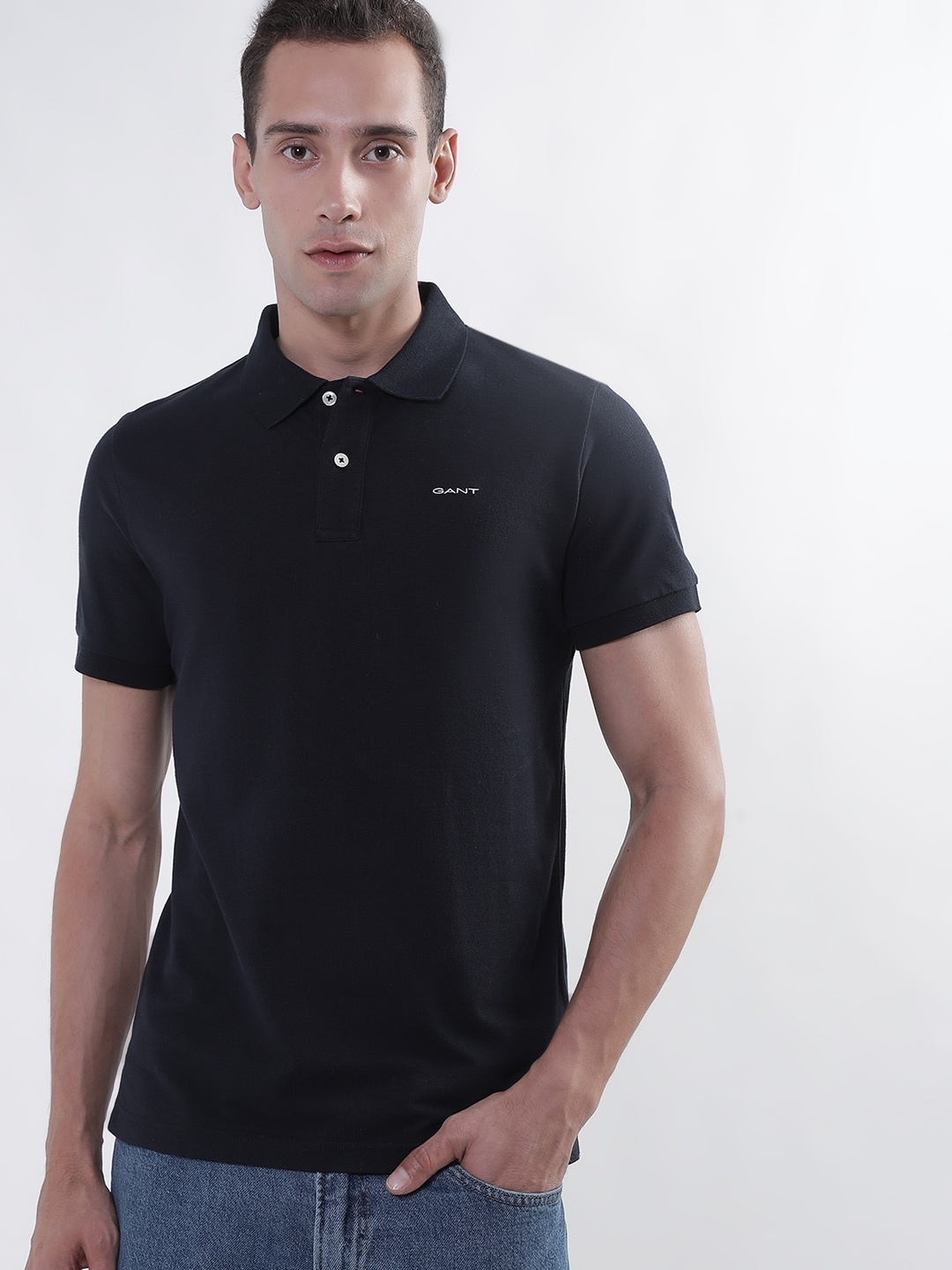 

GANT Polo Collar Cotton T-shirt, Black