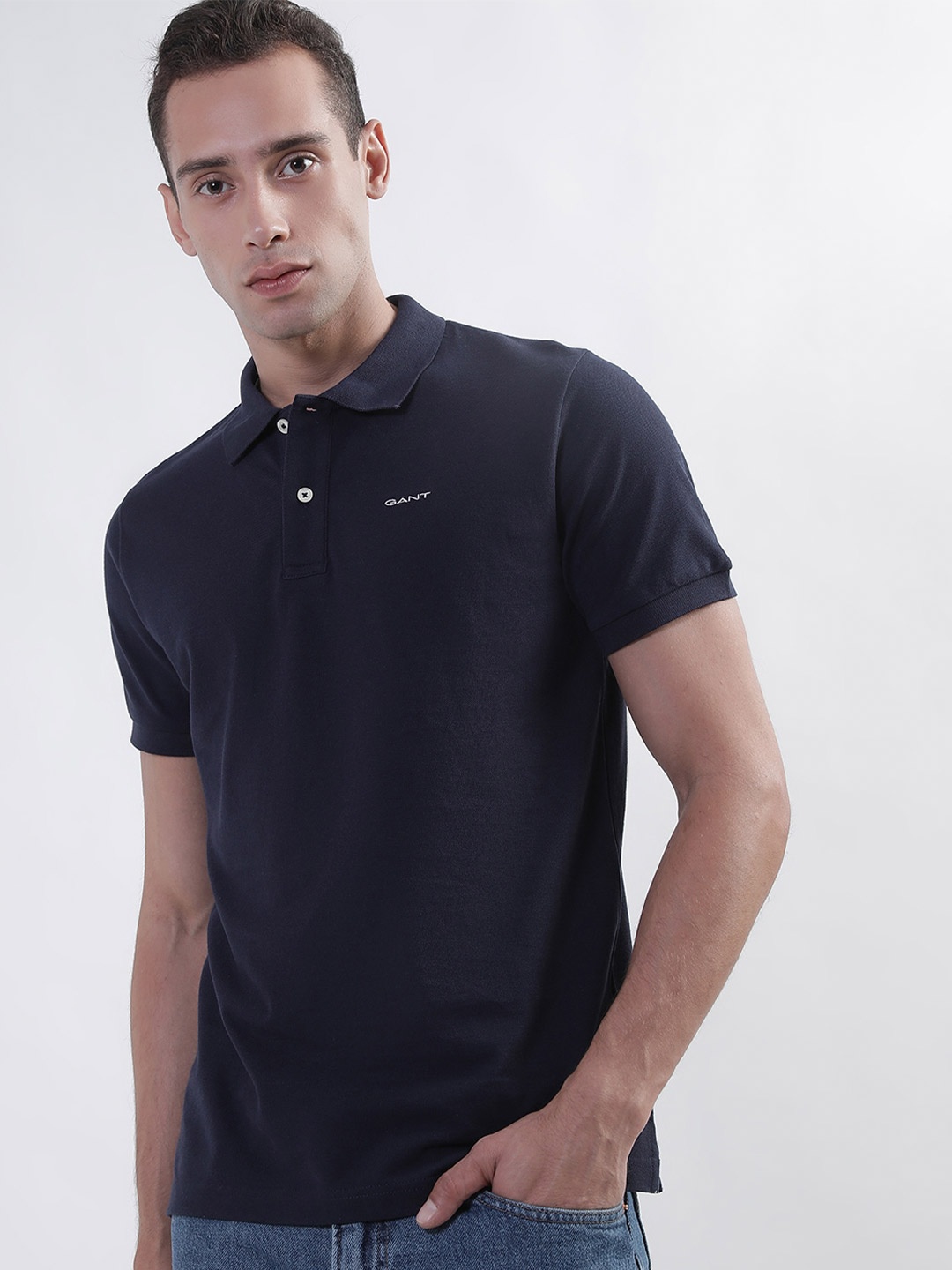 

GANT Polo Collar Cotton T-shirt, Navy blue