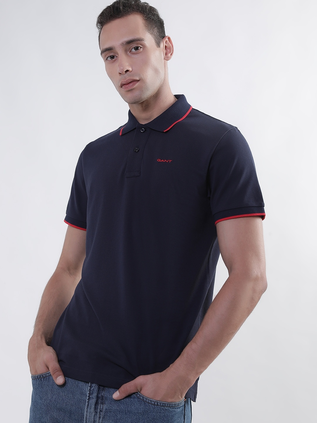

GANT Polo Collar Cotton T-shirt, Navy blue